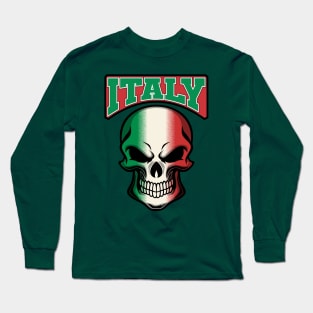 ITALY FLAG IN A SKULL EMBLEM Long Sleeve T-Shirt